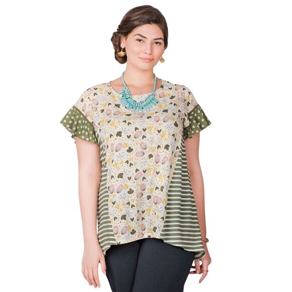 Matilda Jane Gentle Breeze Floral Mixed Media Prints Short Sleeve Top - Picture 1 of 10